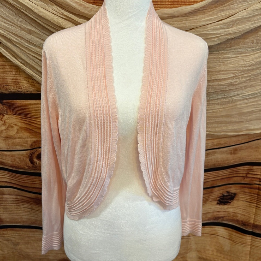 Jessica Howard Womens Light Pink Fairy Long Sleeve Lightweight Cardigan Sz L